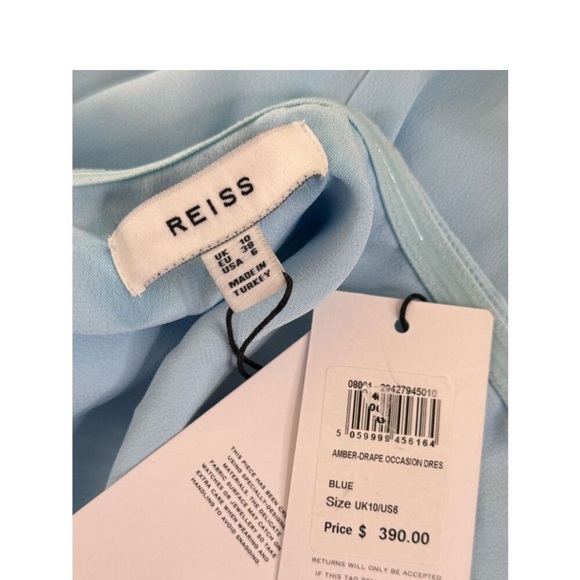 REISS AMBER HALTER NECK TIE DETAIL SILKY BLUE MIDI DRESS Size 6 NWT - Picture 11 of 11